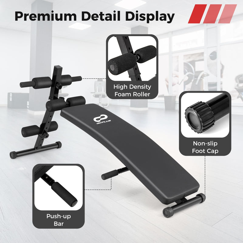 Load image into Gallery viewer, Goplus Adjustable Decline Sit Up Bench for Exercise, Foldable Curved Slant Bench with High Density Foam Cushioned Seat