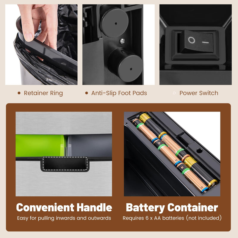 Load image into Gallery viewer, Goplus 19 Gal Stainless Steel Trash Can, 72 L Volume in 4 Containers, Motion Sensor Trash Bin