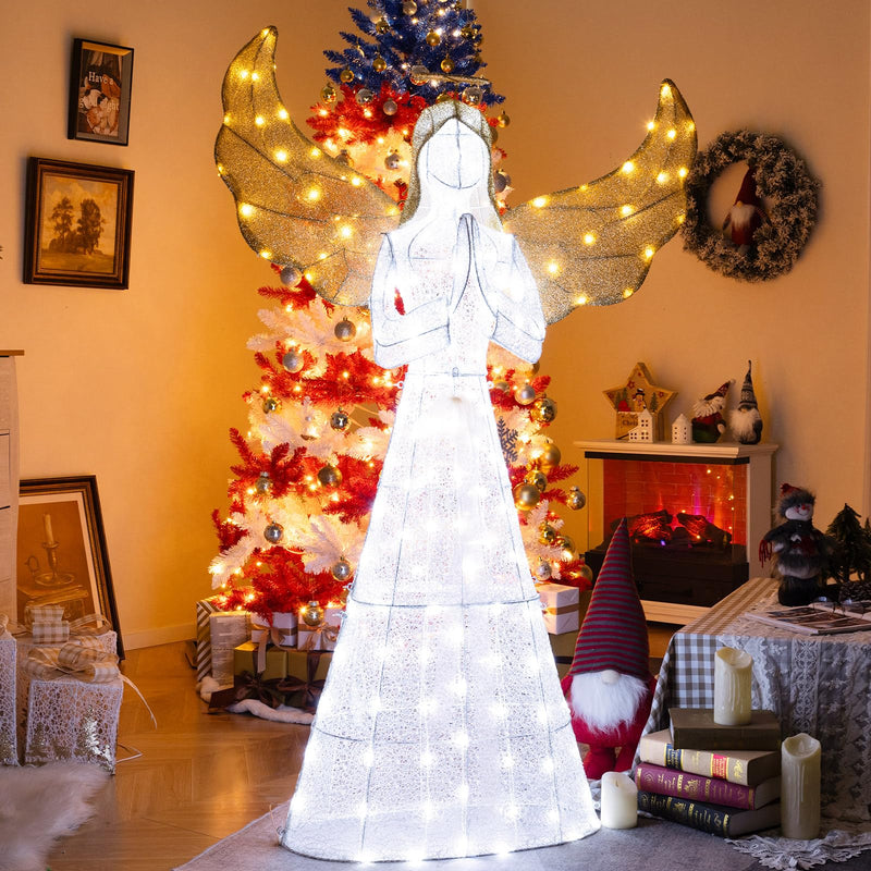 Load image into Gallery viewer, Goplus 5 FT Christmas Pre-Lit Angel, Yard Lighted-up Festive Angel w/Halo