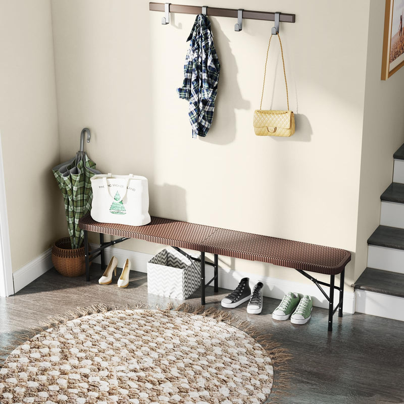 Load image into Gallery viewer, Goplus 6 Feet Plastic Folding Bench, Portable Foldable Bench Seat with 1320 LBS Capacity, for Outside Picnic Party Camping Dining Soccer Events