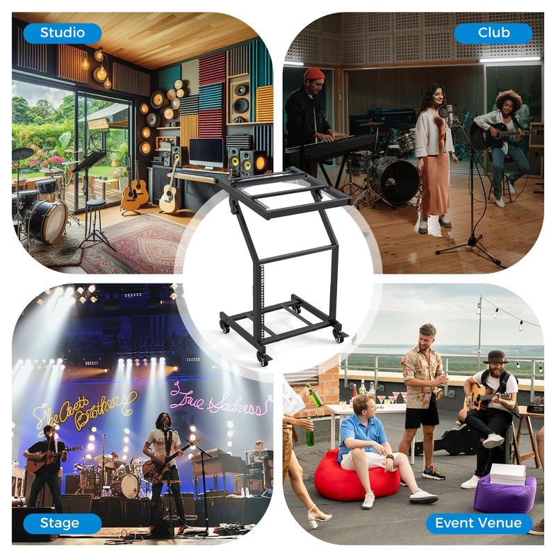 Load image into Gallery viewer, Goplus 9U DJ Mixer Stand with Lockable Wheels | Professional Studio Equipment Case Stand
