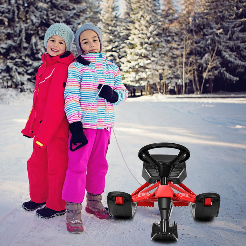 Load image into Gallery viewer, Snow Racer Sled, Ski Sled Slider Board with Twin Brakes