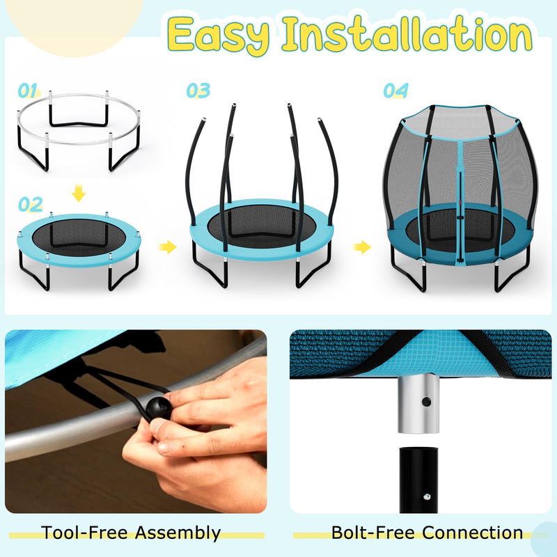Load image into Gallery viewer, Goplus 55" Trampoline for Kids, ASTM Approved Toddler Mini Trampoline w/Safety Enclosure Net