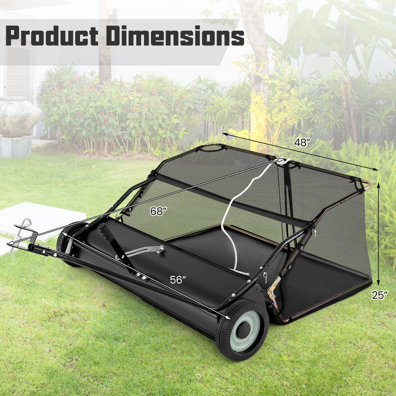 Load image into Gallery viewer, Goplus Lawn Sweeper Tow Behind with Large-Capacity Hopper Bag