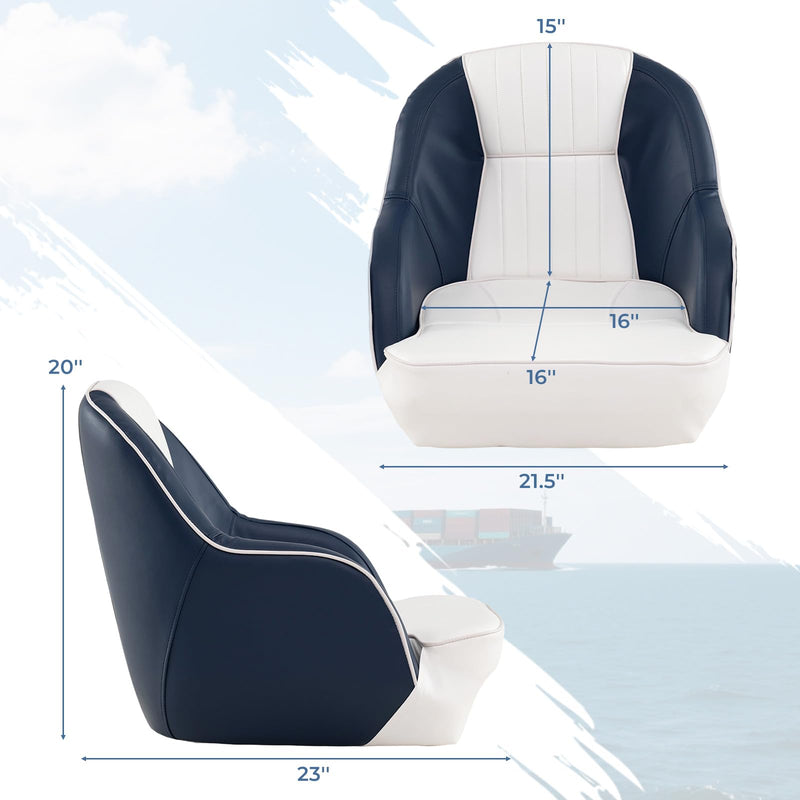 Load image into Gallery viewer, Goplus Pontoon Boat Seat with Thick Cushioned Seat | Ergonomic Cabin Caption Chair