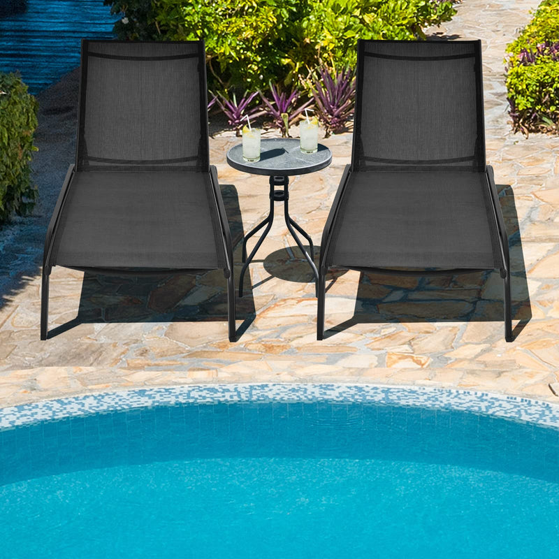 Load image into Gallery viewer, Patio Lounge Chairs for Pool Area, Outdoor Chaise Lounger with 6 Adjustable Position Smooth Wheels and Quick-Drying Fabric