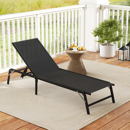 Goplus Patio Chaise Lounge Chairs with 5-position Adjustable Backrest