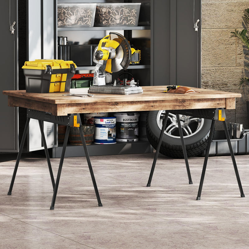 Load image into Gallery viewer, Goplus Saw Horses 2-Pack Folding, 2200 LBS Heavy-Duty Metal Saw Horses w/ 2 x 4 Brackets