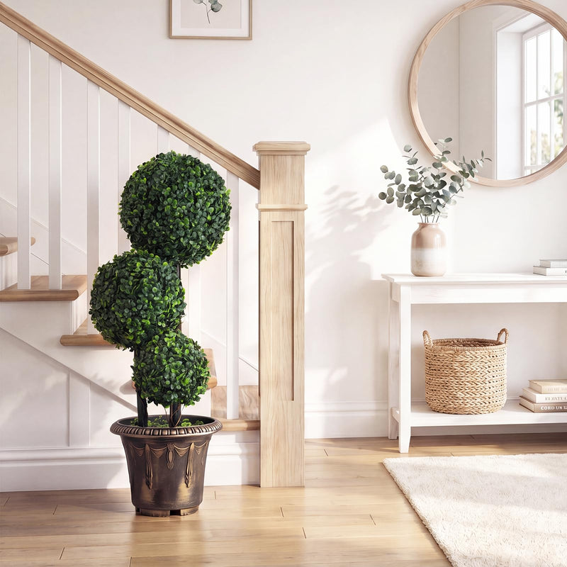 Load image into Gallery viewer, Goplus 2.5 FT Artificial Boxwood Topiary Tree Evergreen Faux Potted Plants (1/2 Pack)
