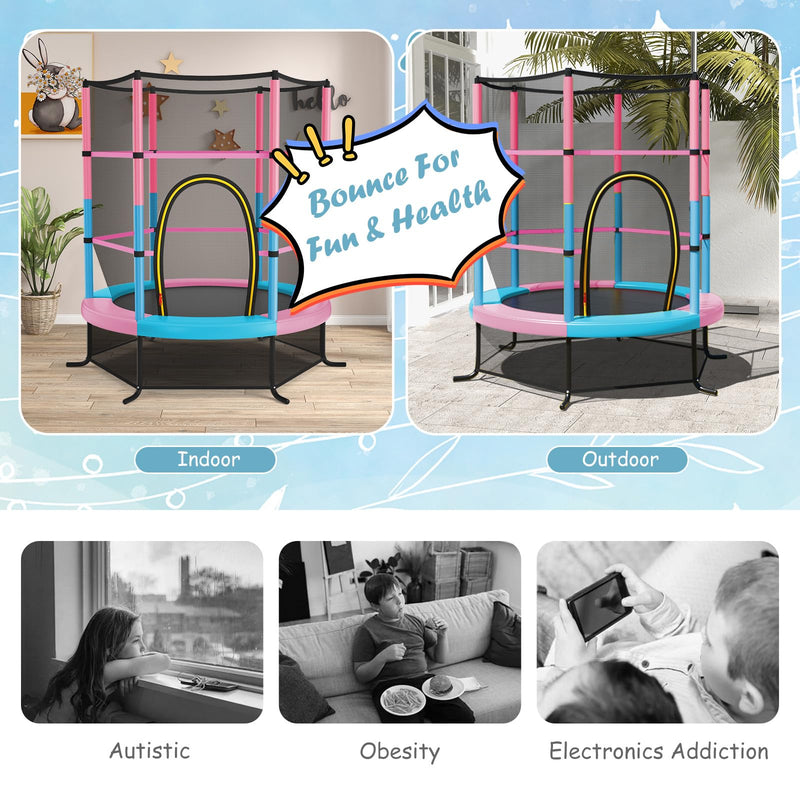 Load image into Gallery viewer, Goplus 55" Trampoline for Kids, 4.6 FT Mini Toddler Trampoline with ASTM Certified, Enclosure Net