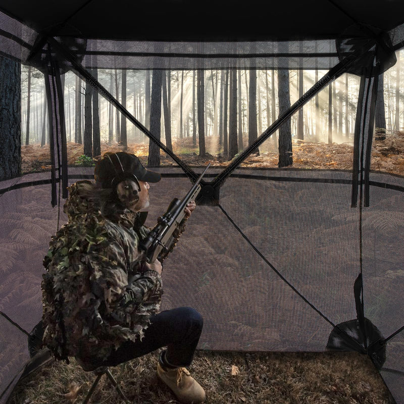 Load image into Gallery viewer, Goplus 360 Degree One-Way See-Through Hunting Blind, Camouflage Hunting Tent w/Full-Open Door, Carrying Bag