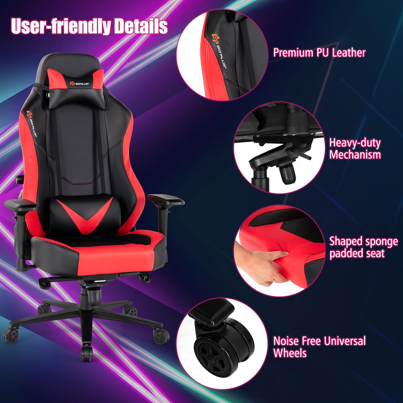 Load image into Gallery viewer, Goplus Gaming Chair, 360¡ã Swivel Computer Chair with Casters, Multi-Angle Reclining, Tension Control, 4D Armrest