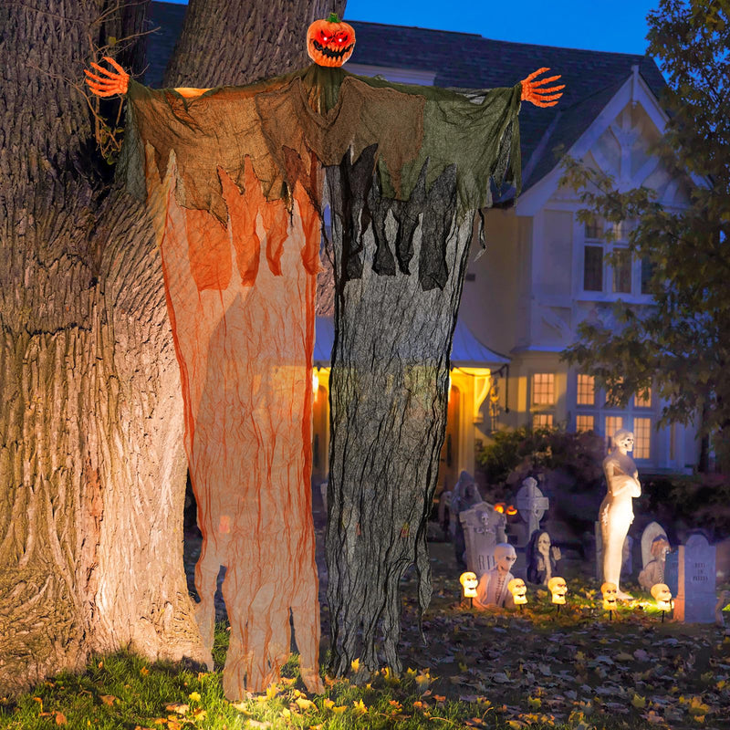 Load image into Gallery viewer, Goplus 6 Ft Hanging Halloween Decoration, Ghost Pumpkin Man with Red LED Eyes & Posable Arms