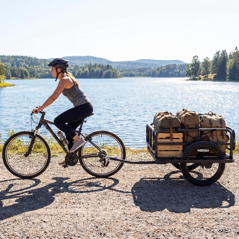 Load image into Gallery viewer, Goplus Heavy-Duty Bike Cargo Trailer with Universal Hitch & 16” Large Tires