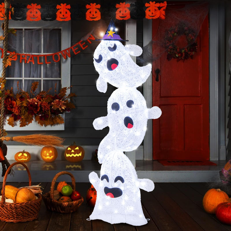 Load image into Gallery viewer, Goplus 4 Ft Halloween Decorations Outdoor Stacked Ghosts, Free-Standing Cute Yard Decorations
