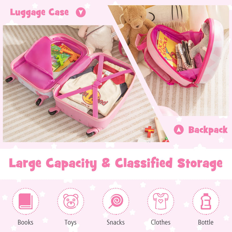 Load image into Gallery viewer, Goplus 2PC Kids Luggage, 12" & 16" Kids Carry On Luggage Set, Lightweight Spinner Suitcases