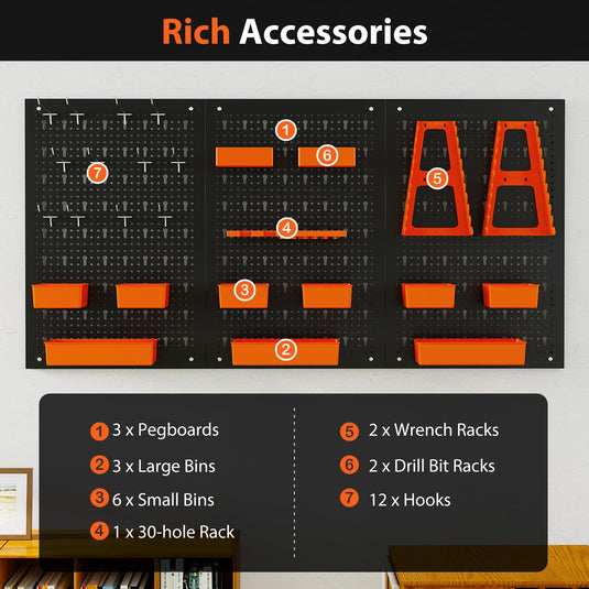 Goplus Pegboard Wall Organizer with Hammer Racks Tool Holders & Hooks