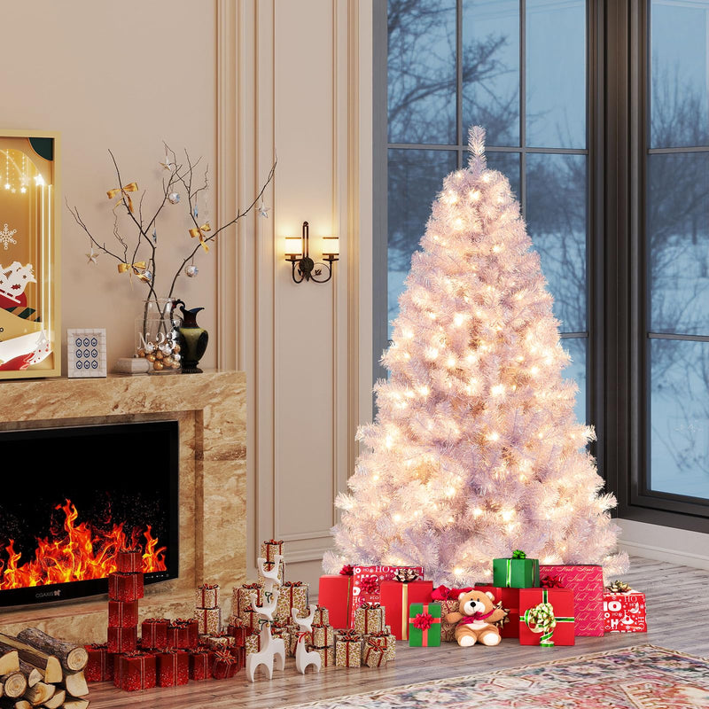 Load image into Gallery viewer, Goplus 6FT / 7.5FT Pre-Lit Tinsel Christmas Tree with Warm White LED Lights