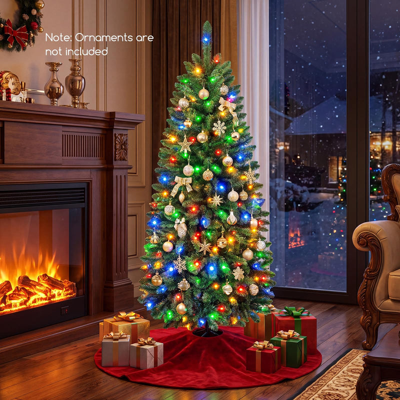 Load image into Gallery viewer, Goplus 5ft/6ft/7ft/8ft Pre-Lit Pencil Christmas Tree with Warm White and Colorful Lights