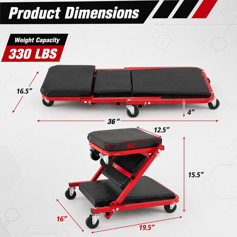 Load image into Gallery viewer, Goplus 36" 3-in-1 Folding Mechanic Creeper | Under Car Roller Creeper