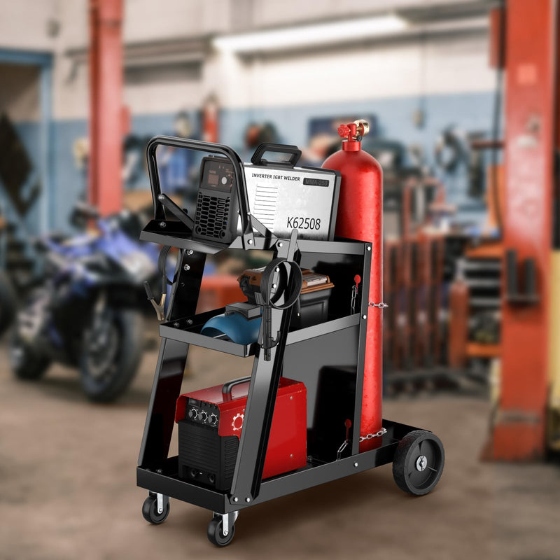 Load image into Gallery viewer, Goplus 3-Tier Welder Cart, Heavy Duty Welding Cart w/ 2 Safety Chains