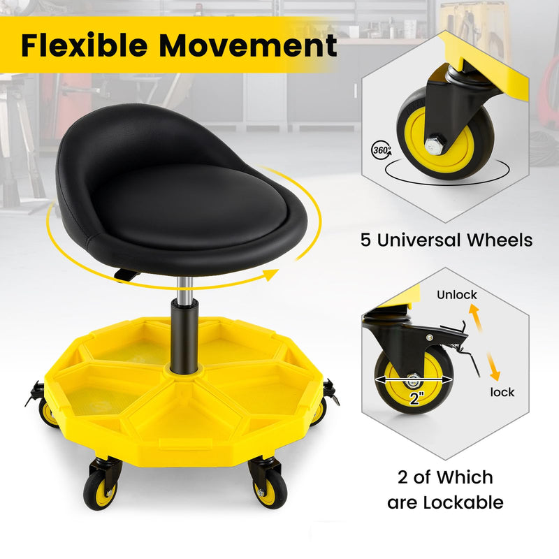 Load image into Gallery viewer, Goplus 20”-25” Height Adjustable Mechanic Stool w/Magnetic Tool Tray