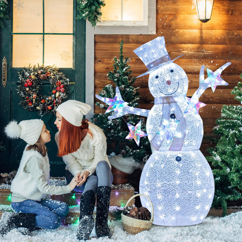 Load image into Gallery viewer, Goplus 5 FT Lighted Snowman Christmas Outdoor Decoration with Hat, Scarf & Stars