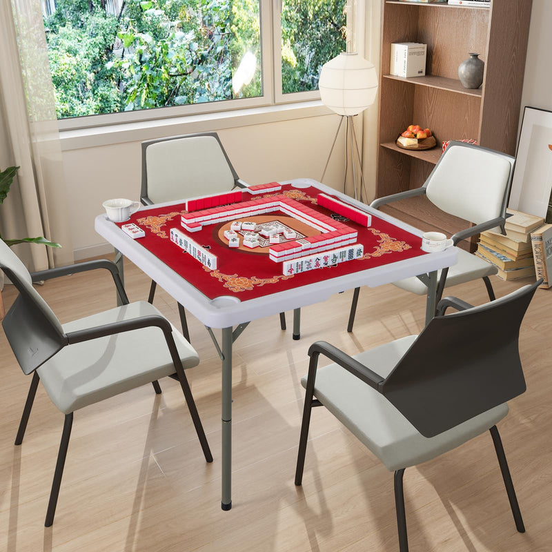 Load image into Gallery viewer, Goplus Mahjong Table, 35" Square Folding Card Table w/4Cup Holders, Anti Slip Mat, HDPE Tabletop w/Removable Mat