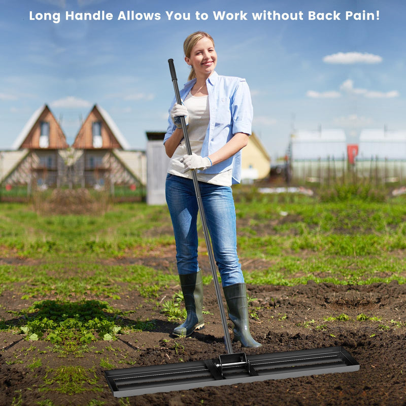 Load image into Gallery viewer, Goplus Lawn Leveling Rake 46" x 10" Heavy Duty Level Lawn Tool w/ Ergonomic Handle for Soil