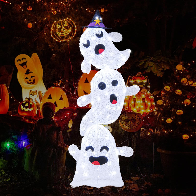 Load image into Gallery viewer, Goplus 4 Ft Halloween Decorations Outdoor Stacked Ghosts, Free-Standing Cute Yard Decorations