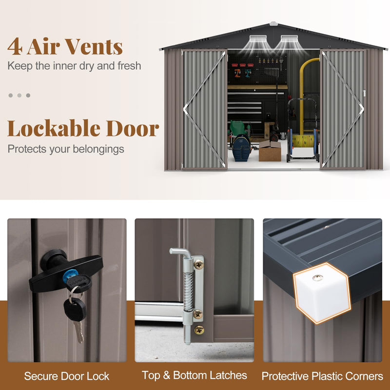 Load image into Gallery viewer, Goplus 10 x 14 FT Outdoor Storage Shed with Improved Windproof Metal Structure