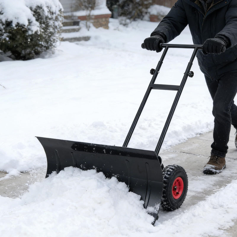 Load image into Gallery viewer, Goplus Ergonomic Snow Pusher w/ 29"x16" (W x H) 7-Position Angled Blade