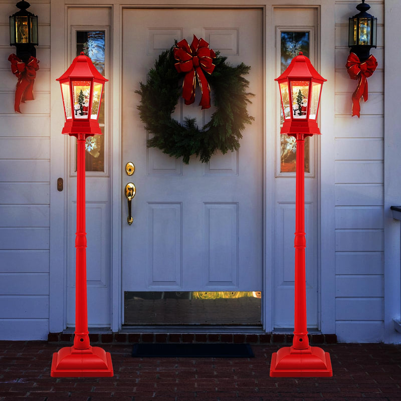 Load image into Gallery viewer, Goplus 5.3 Ft Christmas Snowy Street Lamp | 2-in-1 Musical Lamp Post & Snow Globe Lantern