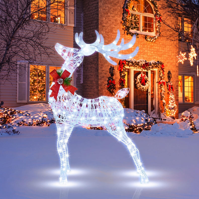Load image into Gallery viewer, Goplus Lighted Christmas Reindeer | 4.4 FT Pre-Lit Xmas Holiday Decoration