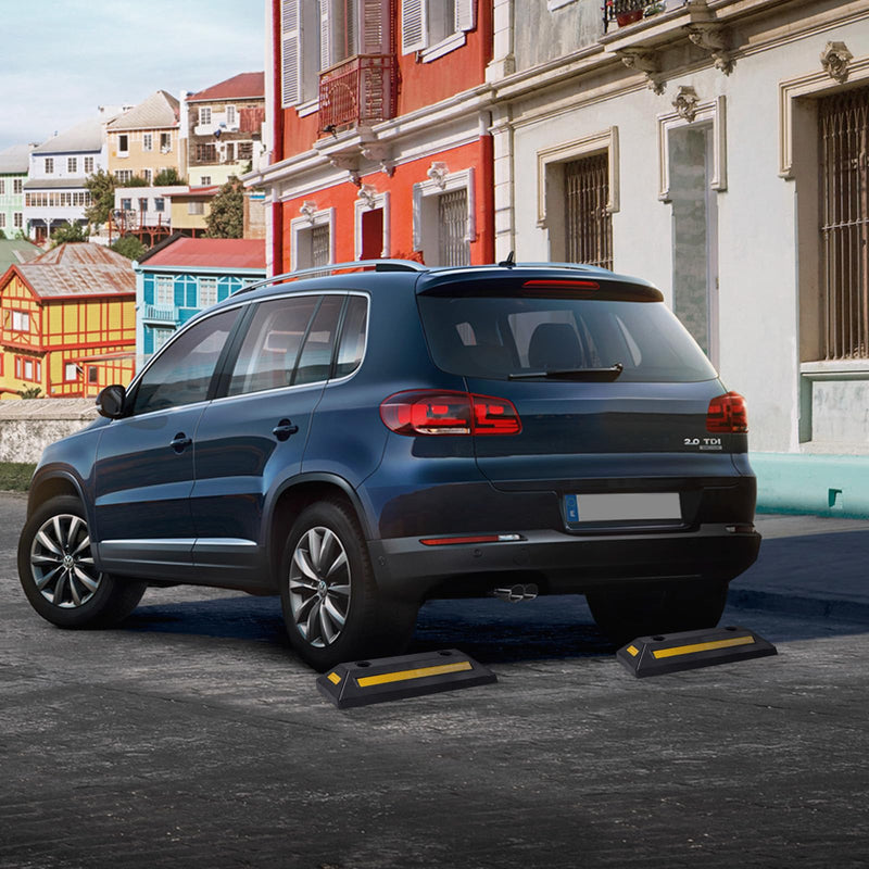 Load image into Gallery viewer, Goplus Parking Block, 2 Pack 21.5" Rubber Parking Bumpers with Three-Way Reflective Stripes