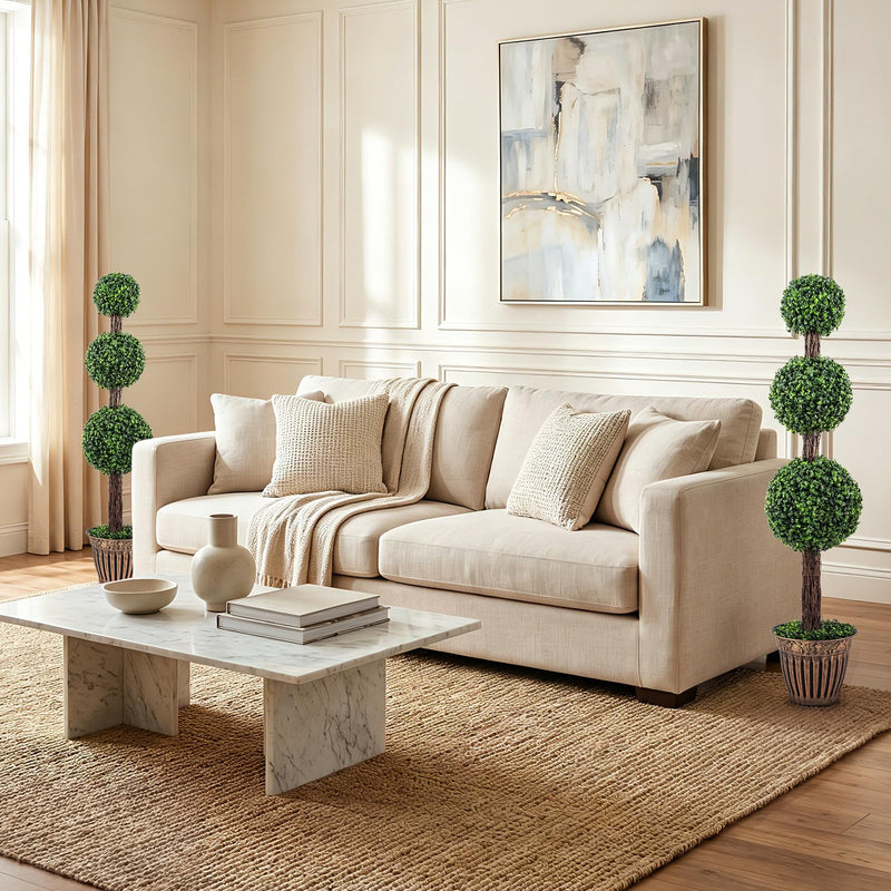 Load image into Gallery viewer, Goplus Artificial Triple Ball Boxwood Tree 4 FT Fake Topiary Tree(1/2)
