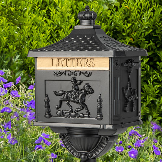 Goplus Cast Aluminum Mailbox with Post