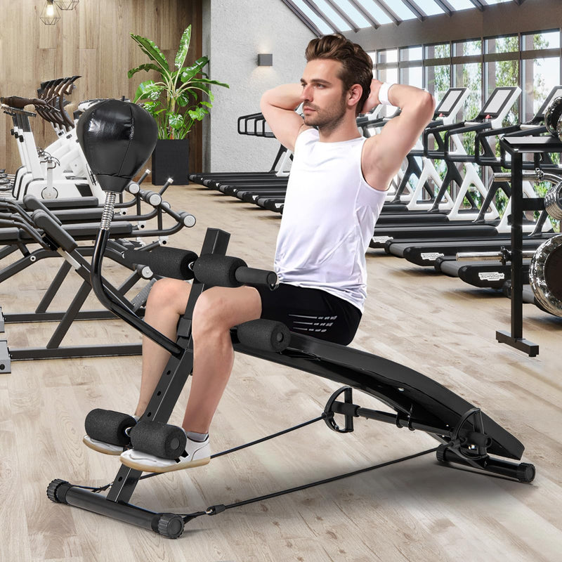 Load image into Gallery viewer, Goplus Adjustable Decline Sit Up Bench for Exercise, Foldable Curved Slant Bench