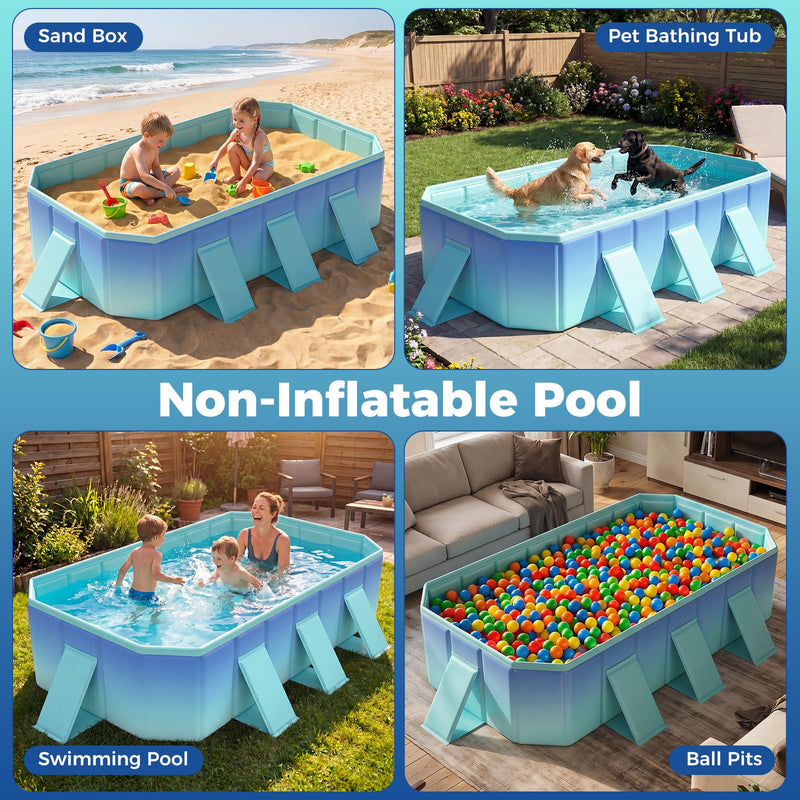 Load image into Gallery viewer, Goplus Foldable Portable Rectangle Around Ground Pool with 24 Hard Shell and Drain Hose