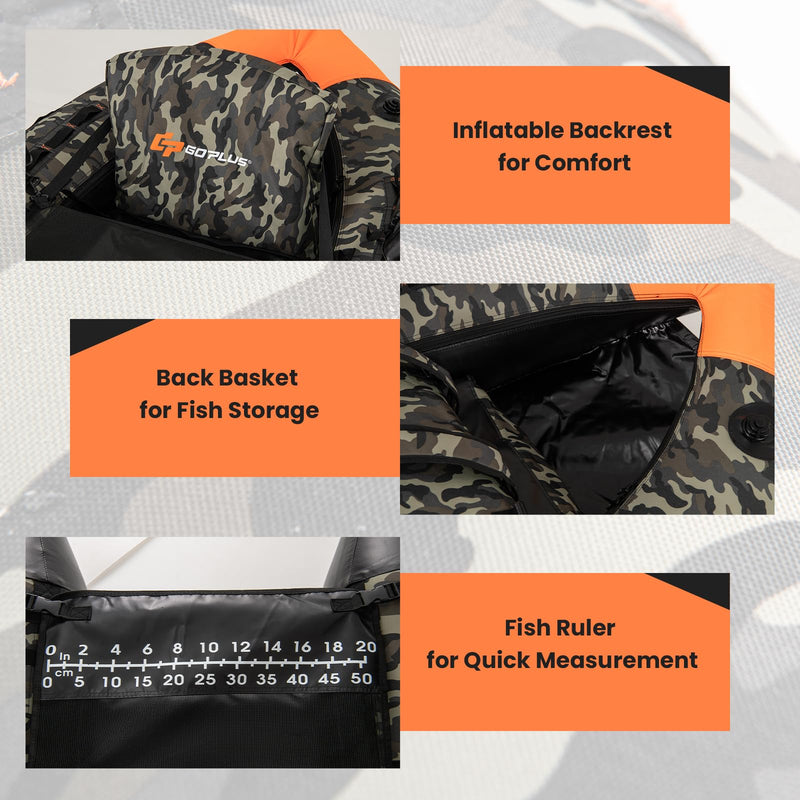 Load image into Gallery viewer, Goplus Inflatable Float Tube, Fishing Belly Boat with Fish Ruler, Pump, Storage Bag