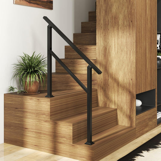 Goplus Handrail for Outdoor Steps Metal Hand Rail Fits 0-3 Steps