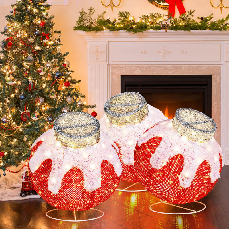 Load image into Gallery viewer, Goplus Indoor Outdoor Christmas Decoration, Pop-Up Christmas Ball Ornament with 80 LED Lights and Timer,