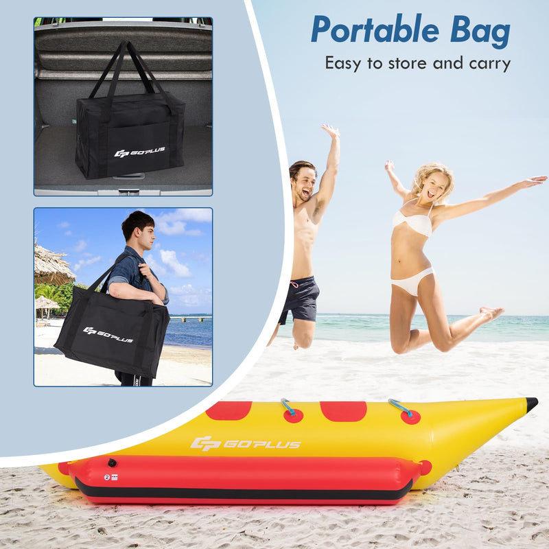 Load image into Gallery viewer, Goplus Inflatable Towable Tubes for Boating, 1-3 Rider Hot Dog Tube w/Electric Air Pump, Carrying Bag