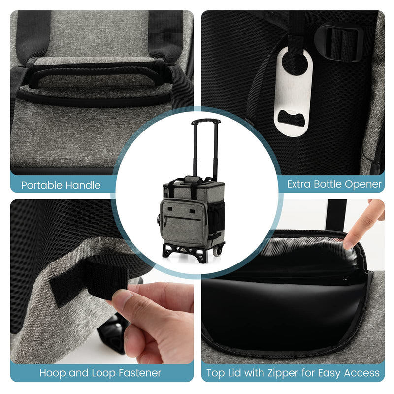 Load image into Gallery viewer, Goplus 50-Can Collapsible Rolling Cooler, 3-in-1 Portable Insulated Soft Cooler Bag w/Movable Wheels