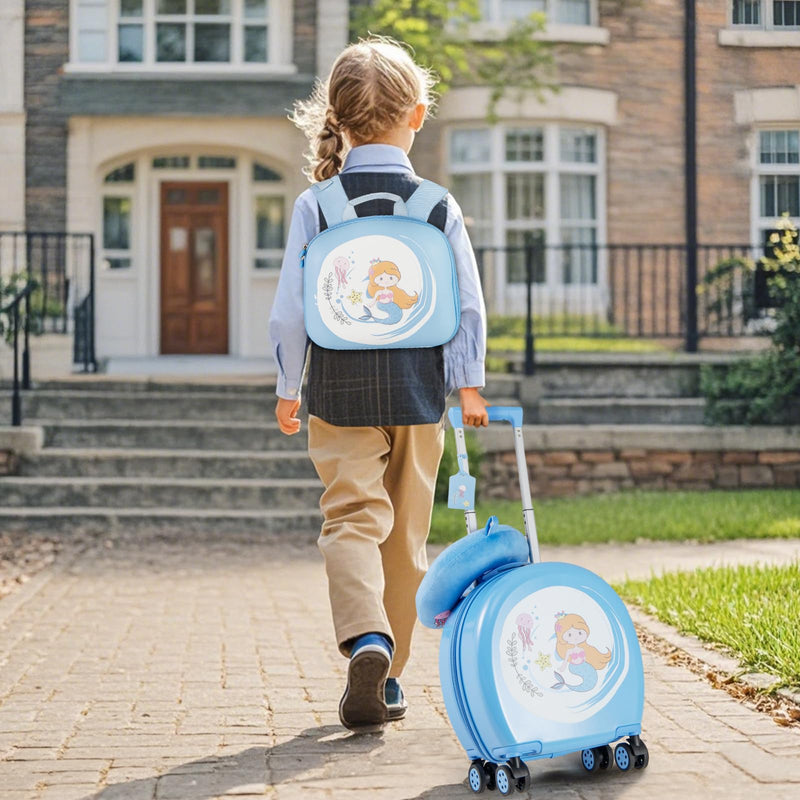 Load image into Gallery viewer, Goplus 4 Piece Kids Luggage Set, 14” Carry-on Hardside Spinner Luggage w/ 10” Backpack