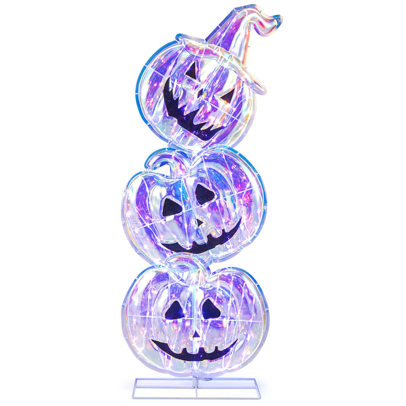 Load image into Gallery viewer, Goplus 3.4 Ft Halloween Decorations, Light up Stacked Pumpkins with 150 LED Lights