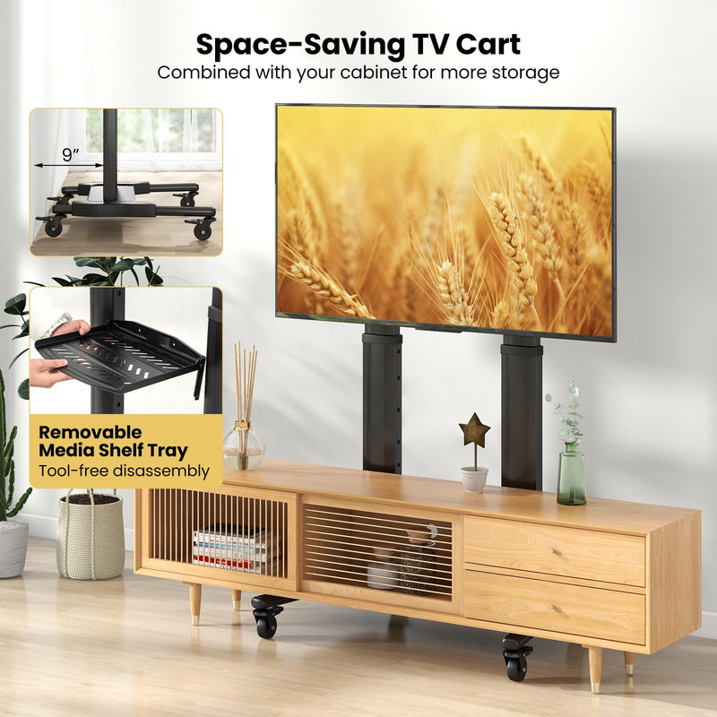 Load image into Gallery viewer, Goplus Rolling TV Stand for 32"-85" Flat Curved LED/LCD/OLED TVs up to 132 LBS, Mobile Floor TV Trolley Max VESA 400 x 700 mm