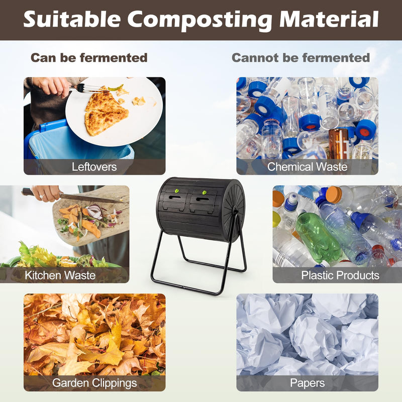 Load image into Gallery viewer, Goplus 37.5 Gallon Large Outdoor Compost Bin w/Dual Chambers & 2 Lockable Doors