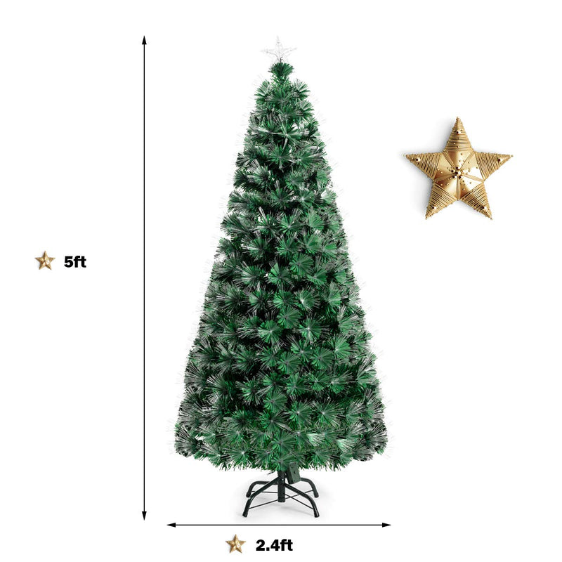 Load image into Gallery viewer, Goplus 5ft Pre-lit Artificial Christmas Tree Premium Optical Fiber Tree