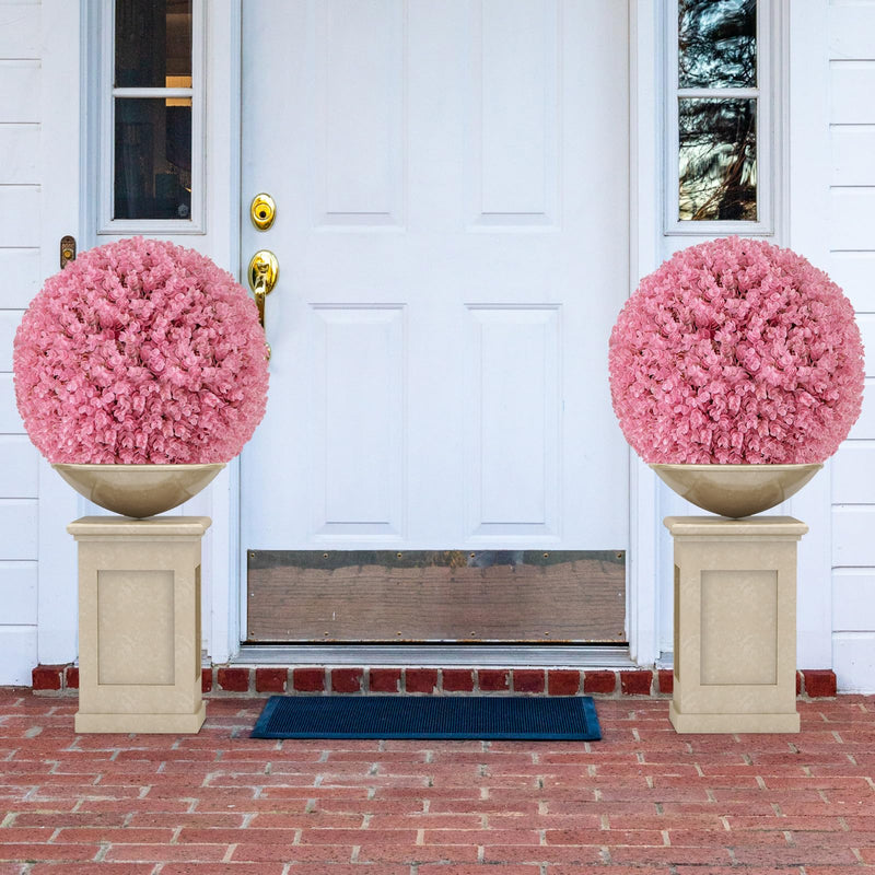 Load image into Gallery viewer, Goplus 17.5 Inch Topiary Balls Artificial Outdoor Set of 2, Faux Pink Eucalyptus Decorative Balls